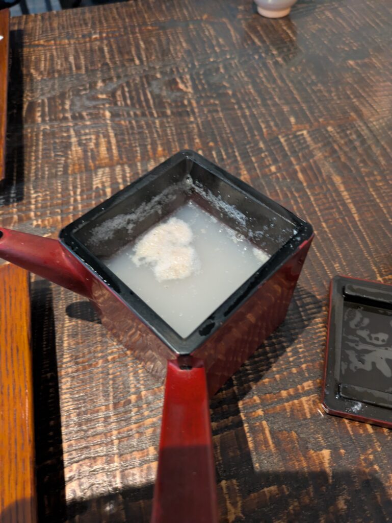 しもばしら　蕎麦湯